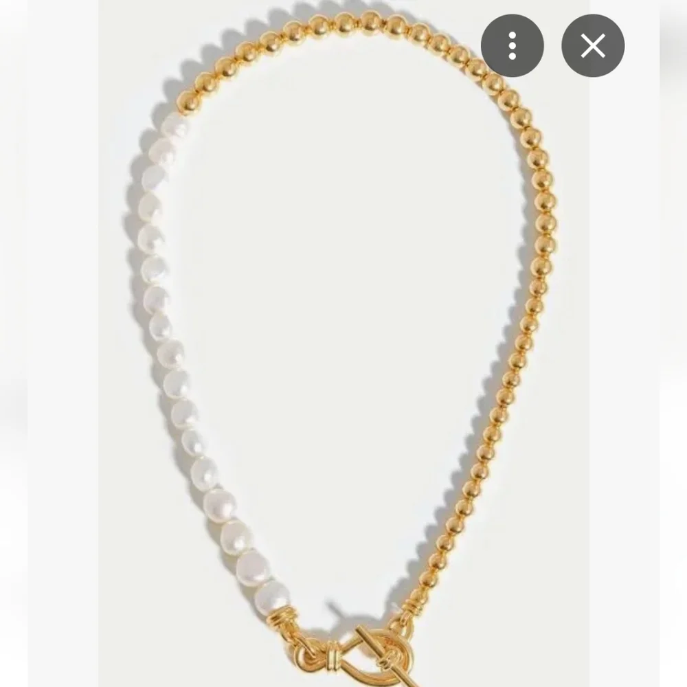 Missoma Baroque Pearl Beaded T-Bar Necklace New - Picture 2 of 4